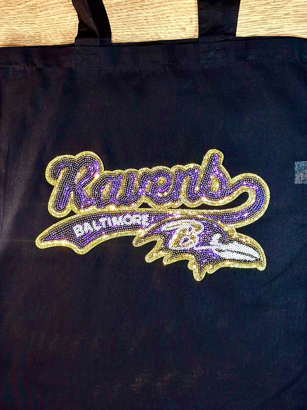 Baltimore Ravens chic sequined tote bag